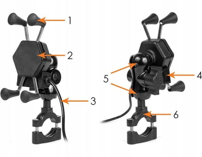 Extremestyle Uchwyt motocyklowy z ładowarką do telefonów RAM L USB - obrazek 8