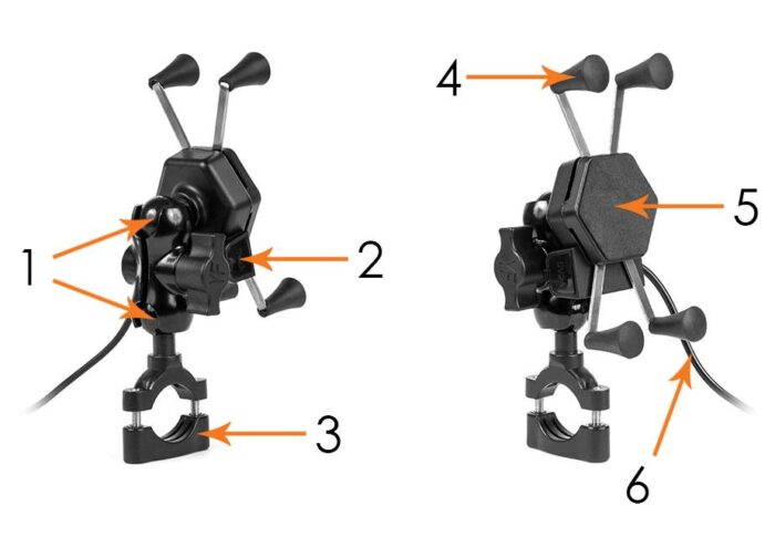 Extremestyle Uchwyt motocyklowy z ładowarką do telefonów RAM XL USB - obrazek 17